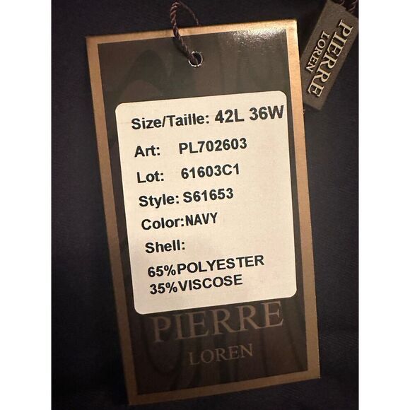 Pierre Loren Blazer Premium Stretch Classic Fit Sport Coat Suit Jacket 42L 36W - Picture 7 of 8
